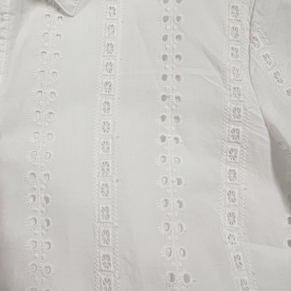 Draper James Womens White Button Down Eyelet Flounce Skirt Shirtdress Size 8 - Picture 4 of 8